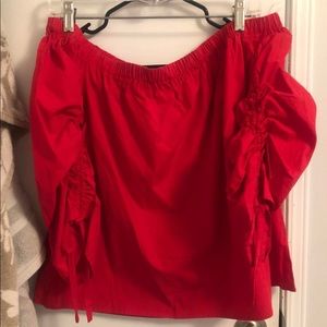 red off the shoulder top
